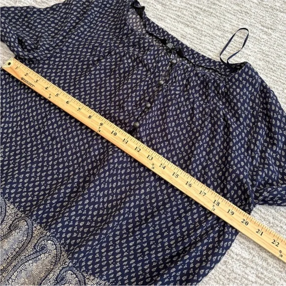 Lucky Brand Sheer Crinkled Print Peasant Tunic Top Bundle Size M Long Sleeve Y2K - Picture 12 of 16
